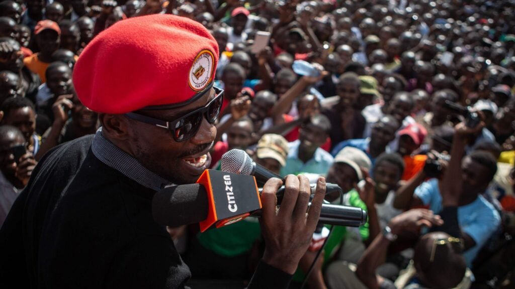 Bobi wine performs at one of his political rally (PHOTO CREDIT, AFP)